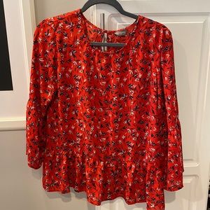 Denver Hayes Red Flowy Top Size S